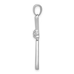 14k White Gold 1/20ct. Diamond Cross Pendant - 4