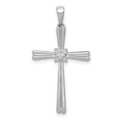 14k White Gold 1/20ct. Diamond Cross Pendant - 4