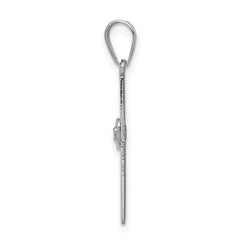 14k White Gold .01ct Diamond Heart Cross Pendant - 2