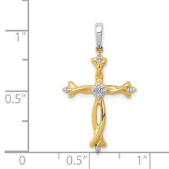 14k Two-Tone 1/20ct. Diamond Cross Pendant