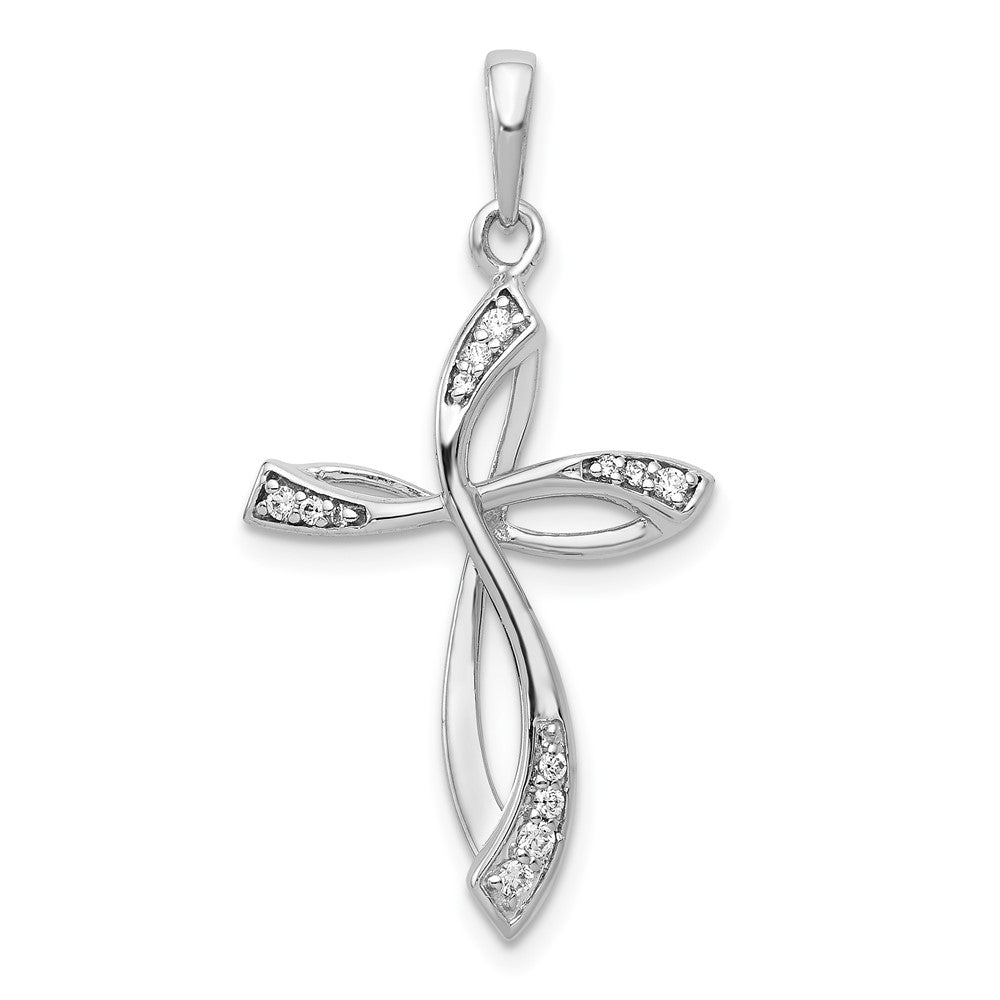 14k White Gold 1/10ct. Diamond Cross Pendant - 6