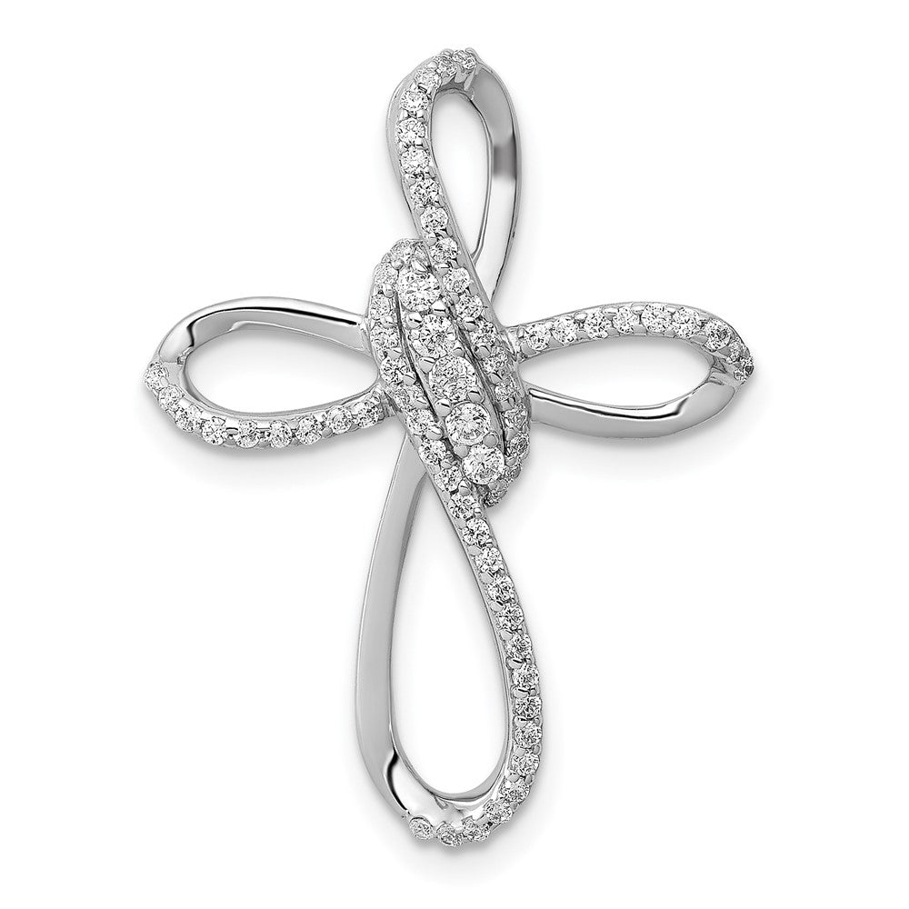 14k White Gold 1/3ct. Diamond Cross Chain Slide - 2
