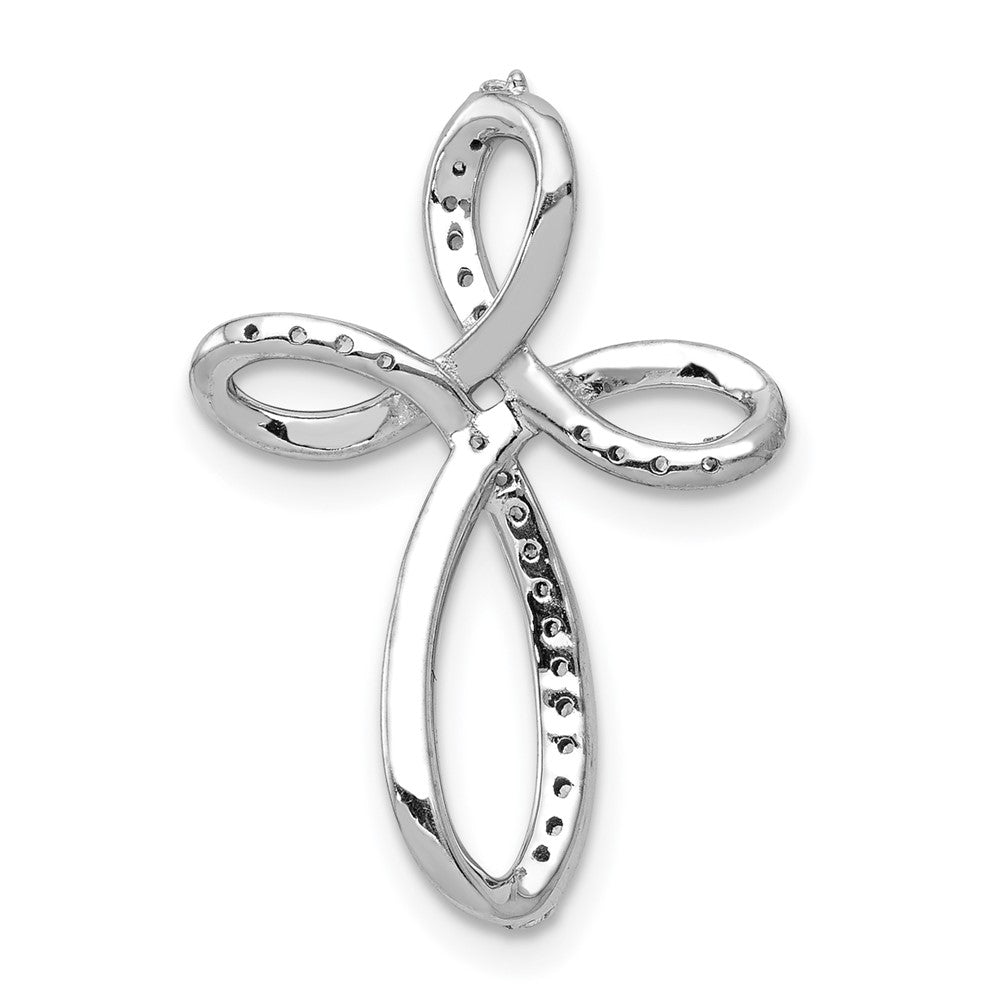 14k White Gold 1/6ct. Diamond Cross Chain Slide