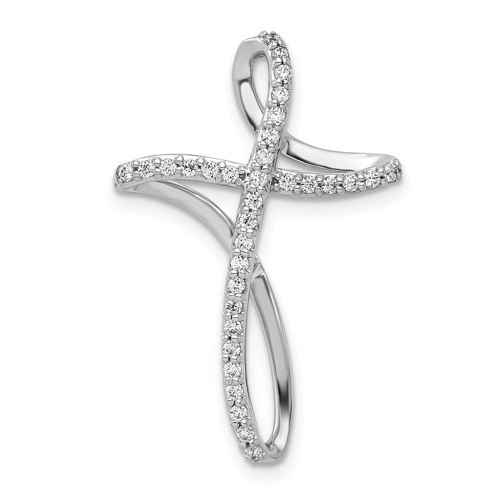 14k White Gold 1/5ct. Diamond Cross Chain Slide - 4