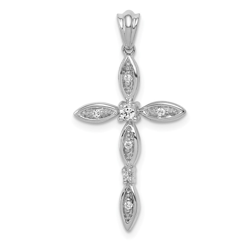 14k White Gold 1/10ct. Diamond Cross Pendant - 3