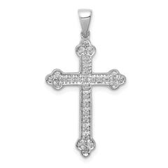 14k White Gold Diamond Cross Pendant - 7