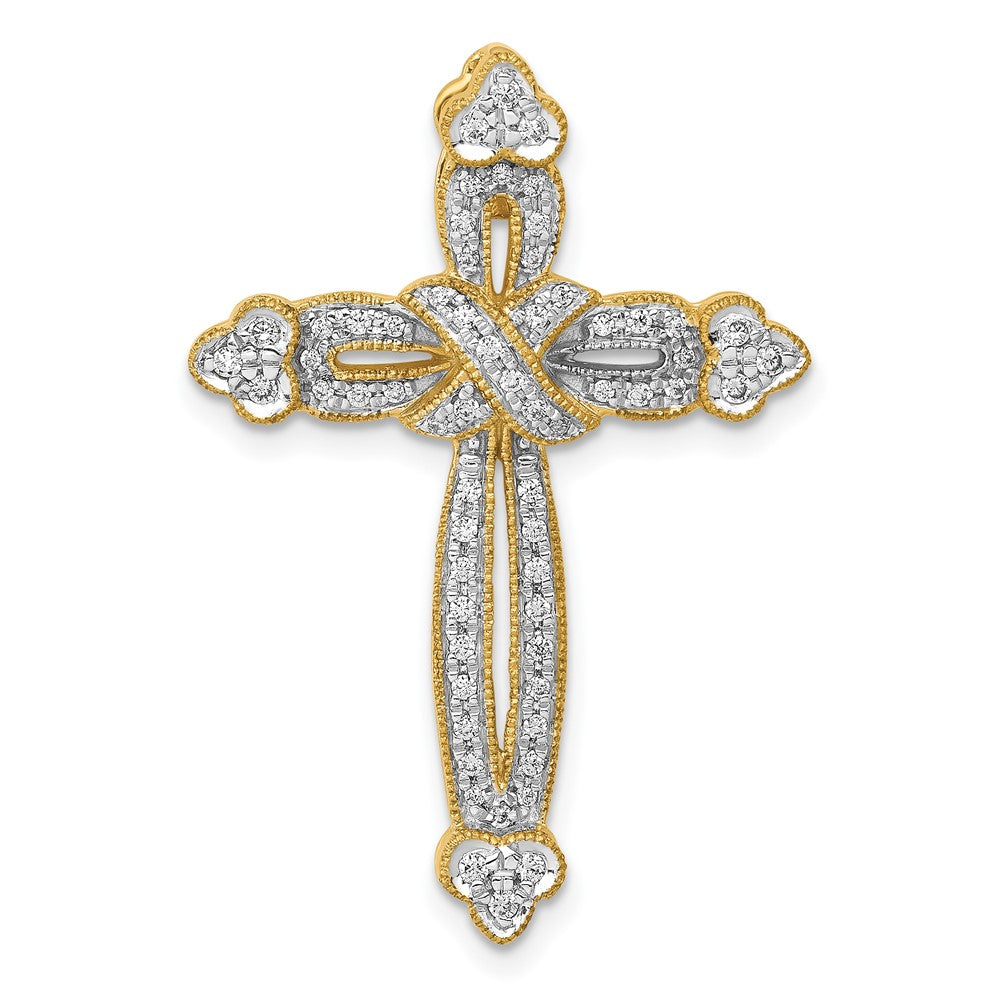 14k 1/4ct. Diamond Budded Cross Chain Slide - 2