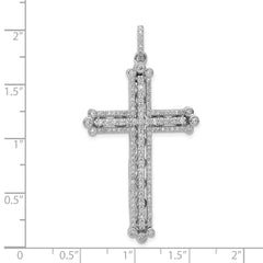 14k White Gold 1ct. Diamond Budded Cross Pendant