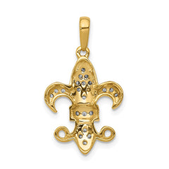 14k Diamond Fleur De Lis Pendant