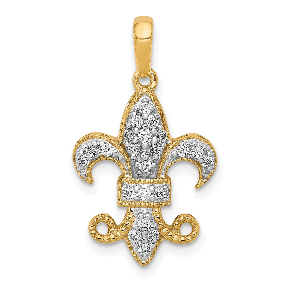 14k Diamond Fleur De Lis Pendant