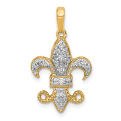 14k Diamond Fleur De Lis Pendant