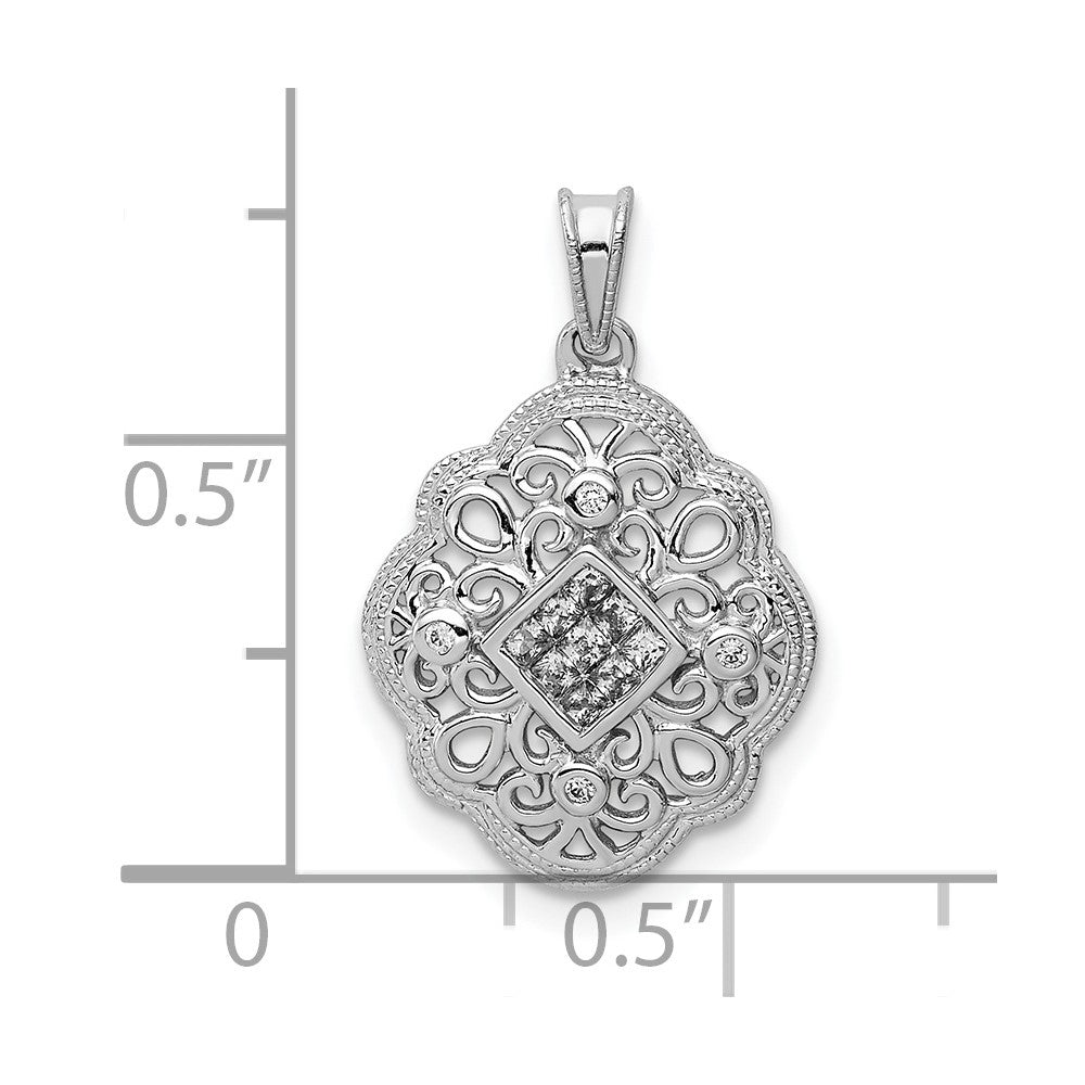 14k White Gold 1/8ct. Diamond Vintage Pendant