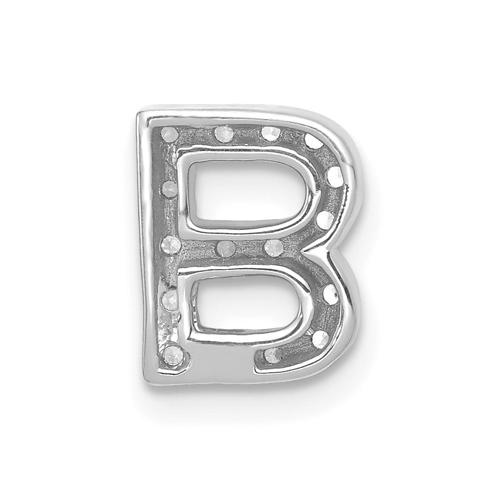 14K  White Gold Diamond Letter B Initial Charm