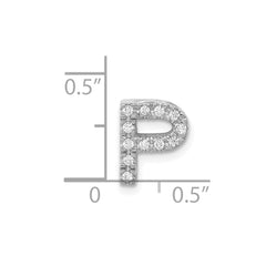14K  White Gold Diamond Letter P Initial Charm