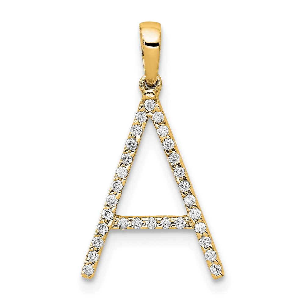 14K Diamond Letter A Initial Pendant - 3