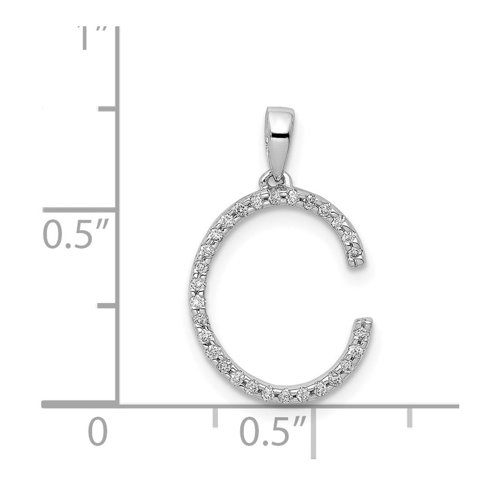 14K White Gold Diamond Letter C Initial Pendant - 2