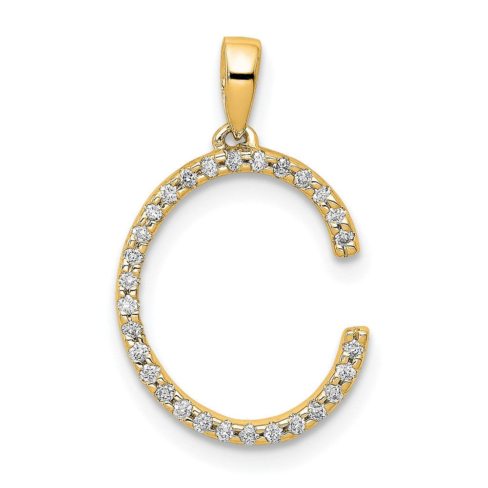 14K Diamond Letter C Initial Pendant - 2