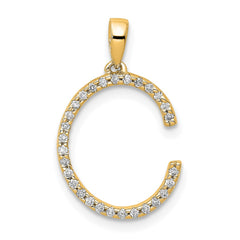 14K Diamond Letter C Initial Pendant - 2
