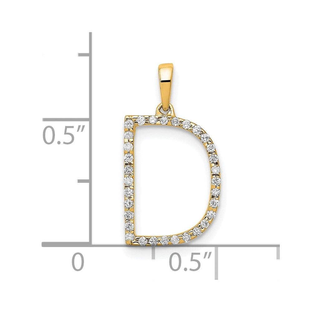 14K Diamond Letter D Initial Pendant
