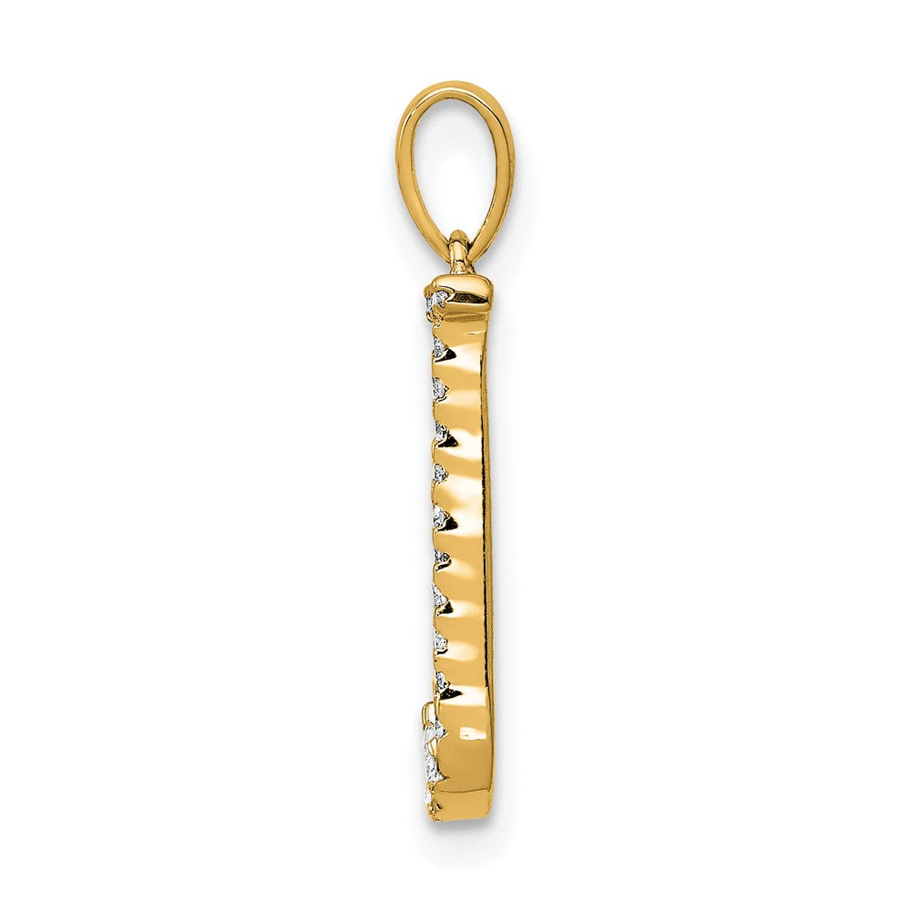 14K Diamond Letter J Initial Pendant - 2