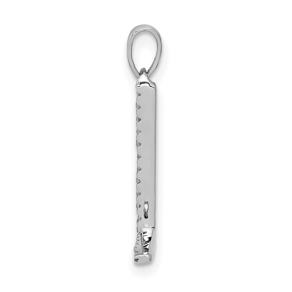 14K White Gold Diamond Letter L Initial Pendant - 2