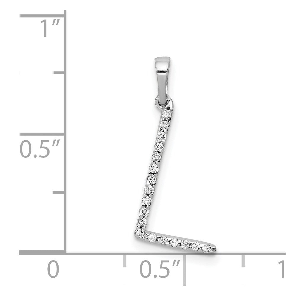 14K White Gold Diamond Letter L Initial Pendant - 2