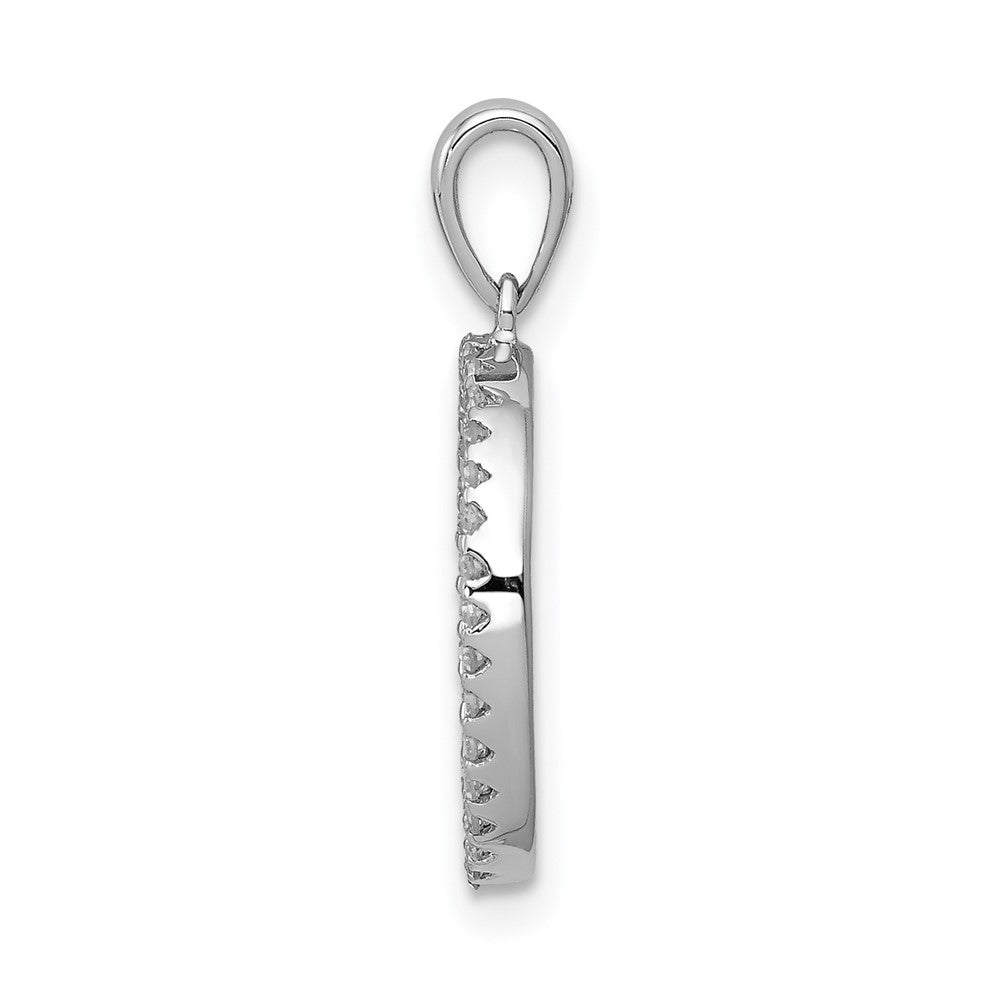 14K White Gold Diamond Letter O Initial Pendant - 2
