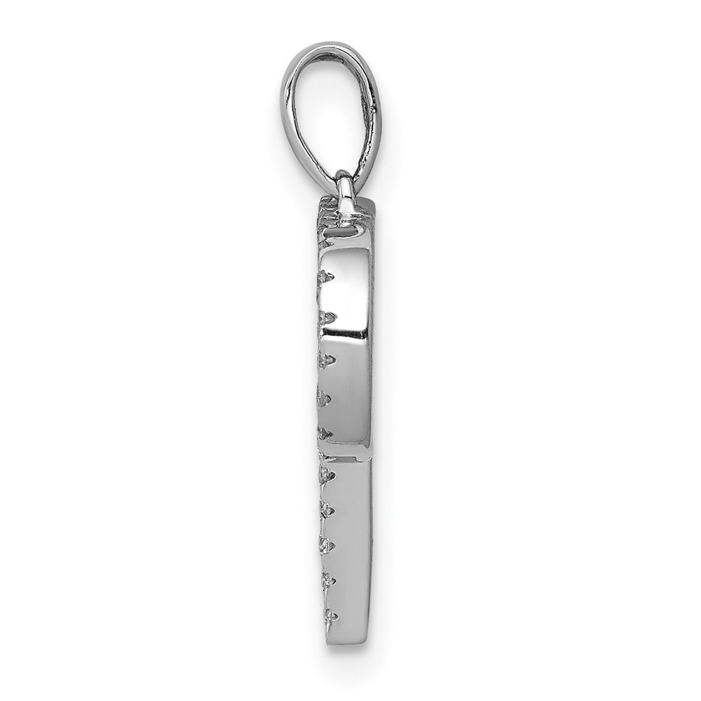 14K White Gold Diamond Letter P Initial Pendant - 4