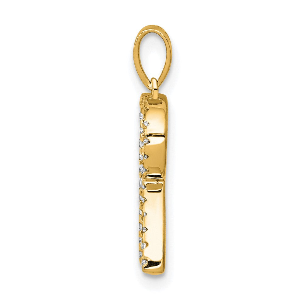 14K Diamond Letter R Initial Pendant - 2