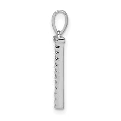 14K White Gold Diamond Letter T Initial Pendant - 4
