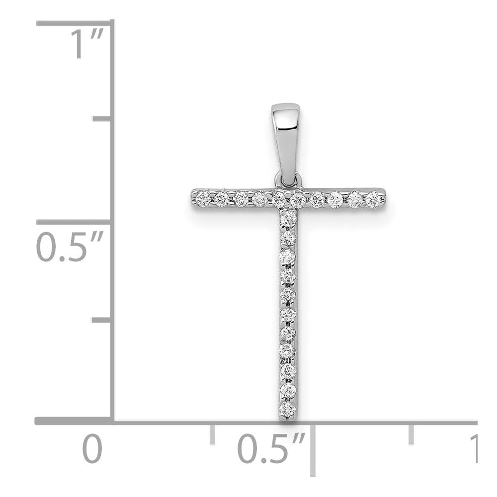 14K White Gold Diamond Letter T Initial Pendant - 4