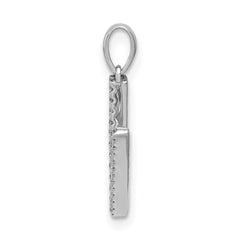14K White Gold Diamond Letter V Initial Pendant - 2