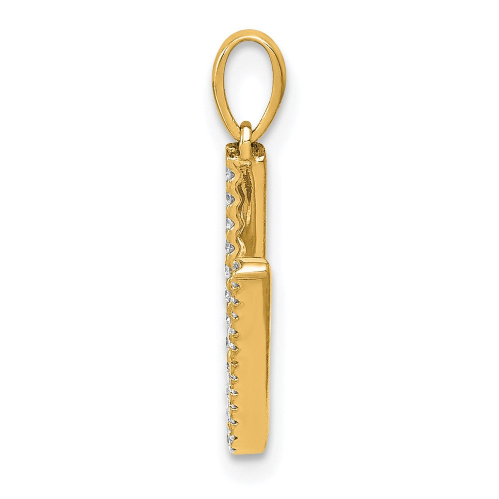 14K Diamond Letter V Initial Pendant - 2