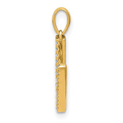 14K Diamond Letter V Initial Pendant - 2