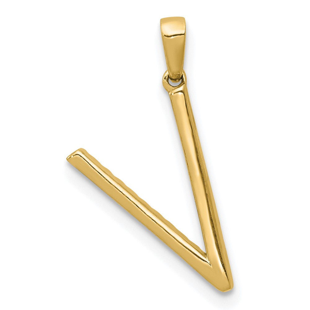14K Diamond Letter V Initial Pendant - 2