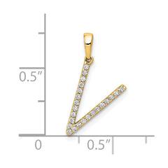 14K Diamond Letter V Initial Pendant - 2