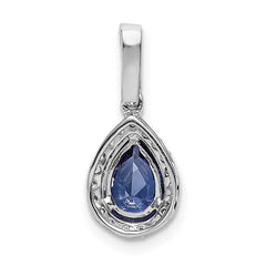 14k White Gold .75 Pear Tanzanite and Diamond Halo Pendant