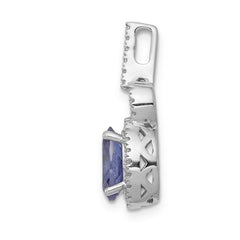 14k White Gold Oval .95 Tanzanite and Diamond Pendant