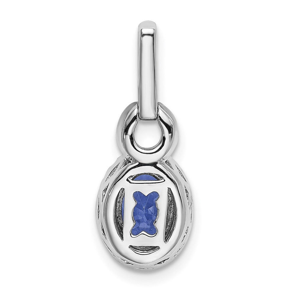 14k White Gold Oval .95 Tanzanite and Diamond Pendant