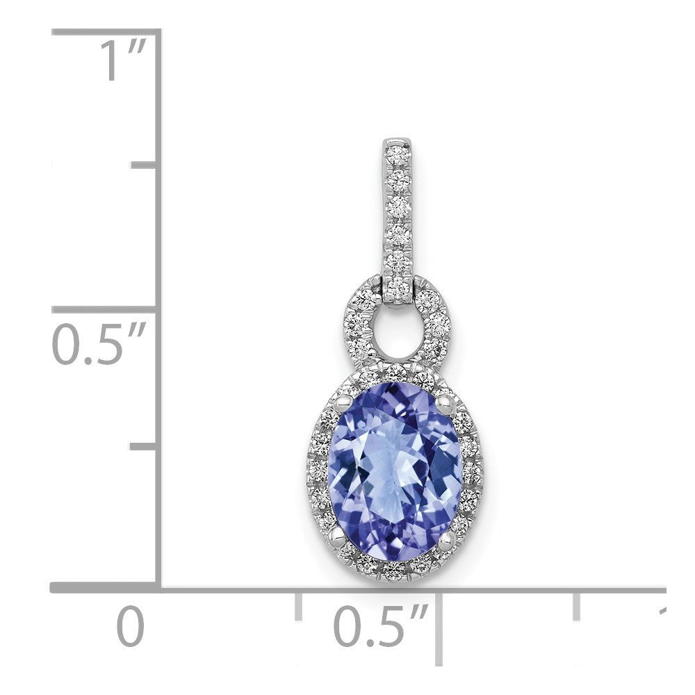 14k White Gold Oval .95 Tanzanite and Diamond Pendant