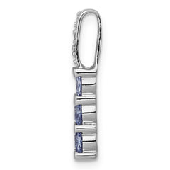 14k White Gold .60 Tanzanite and Diamond 3-Stone Slide Fits up to 2mm Regular/3mm Fancy or Reversible Omega