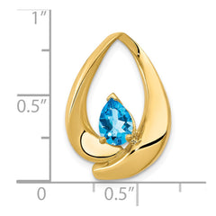 14k 7x5mm Pear Blue Topaz Slide