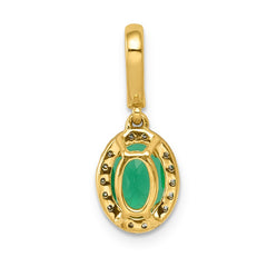 14k Diamond and Oval Emerald Halo Pendant - 2