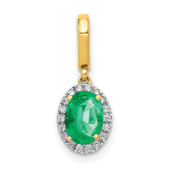 14k Diamond and Oval Emerald Halo Pendant - 2