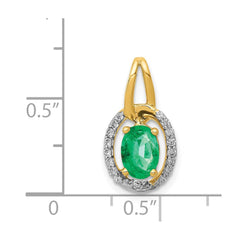 14k Diamond and Oval Emerald Halo Pendant