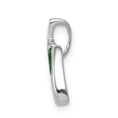 14k White Gold Diamond and Oval Emerald Fancy Chain Slide
