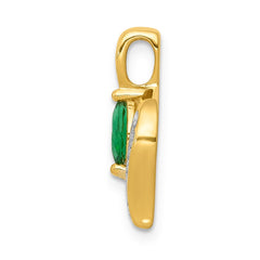 14k Diamond and Marquise Emerald Chain Slide - 2