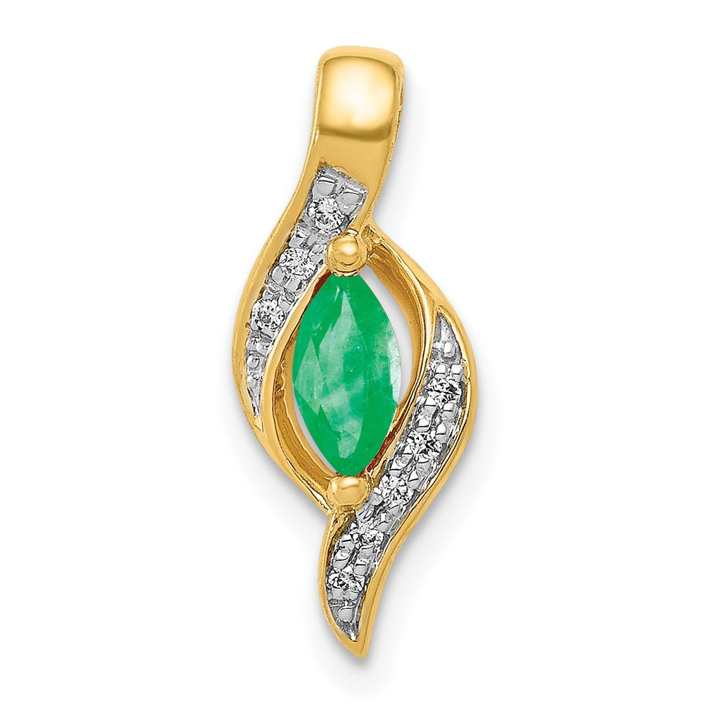 14k Diamond and Marquise Emerald Chain Slide - 2