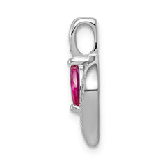 14k White Gold Diamond and .25 Marquise Ruby Chain Slide