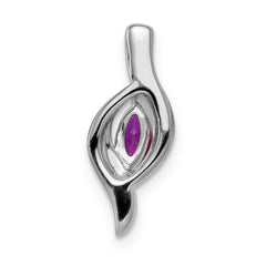 14k White Gold Diamond and .25 Marquise Ruby Chain Slide